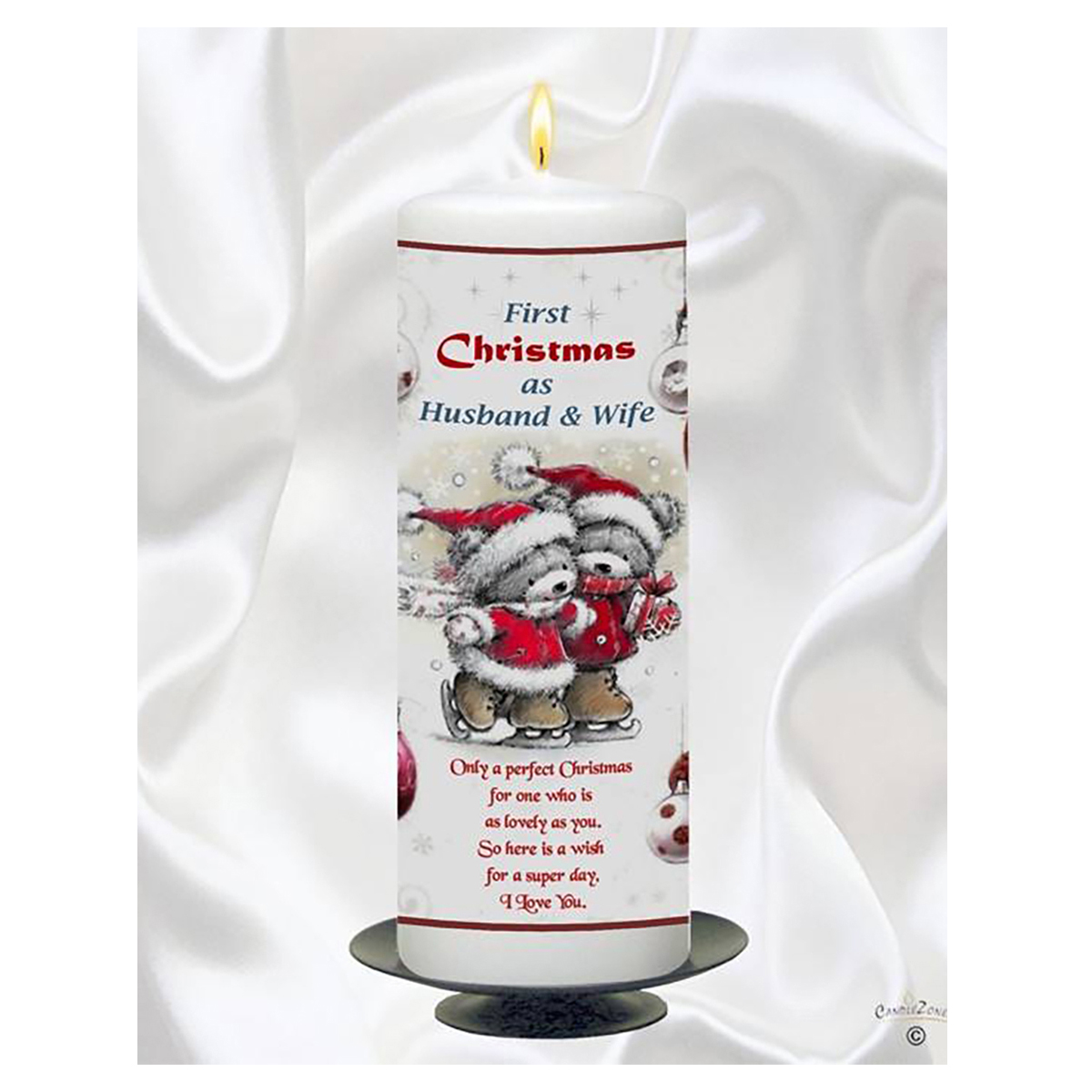 Personalised Christmas Candle Gift - Lovers Ice-Skating Our First Xmas
